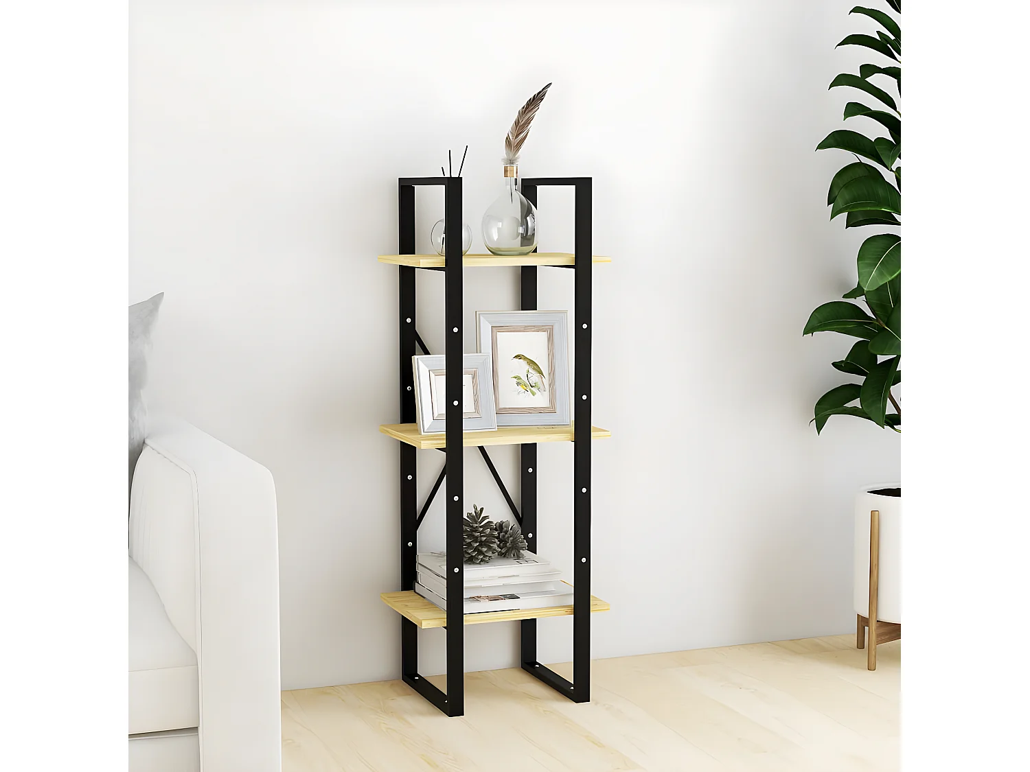 Bibliothèque à 3 niveaux 40x30x105 cm Bois de pin massif