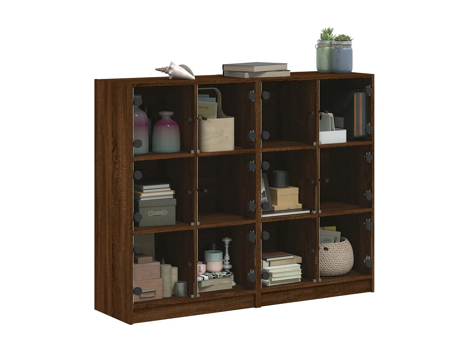 Bibliothèque avec portes chêne marron 136x37x109 cm