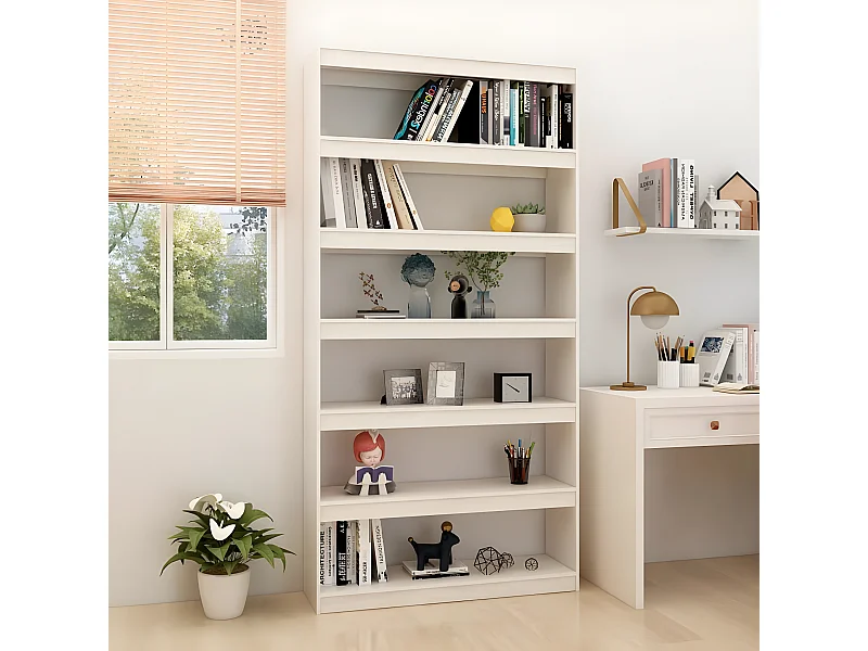 Bibliothèque/Séparateur de pièce Blanc 100x30x200 cm Pin massif