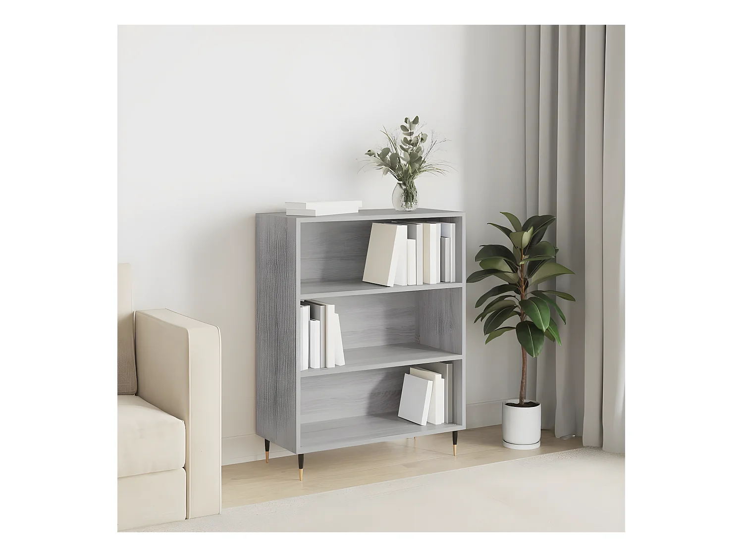 Bibliothèque sonoma gris 69,5x32,5x90 cm bois d'ingénierie