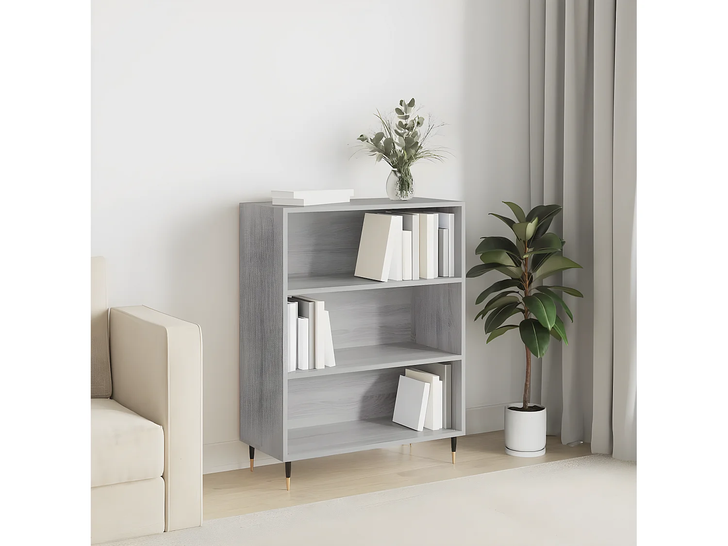 Bibliothèque sonoma gris 69,5x32,5x90 cm bois d'ingénierie