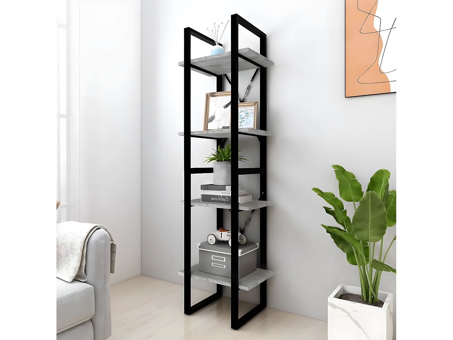 Bibliothèque 4 niveaux Sonoma gris 40x30x140 cm Bois