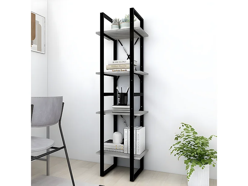 Bibliothèque 4 niveaux Sonoma gris 40x30x140 cm Bois