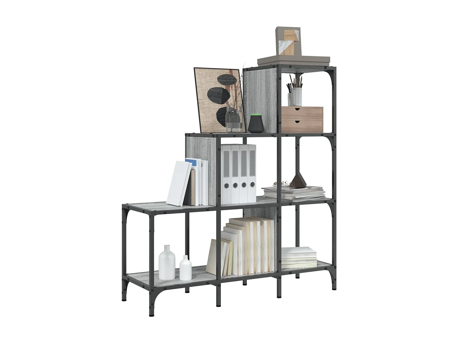 Bibliothèque sonoma gris 92x30x102 cm bois ingénierie et métal