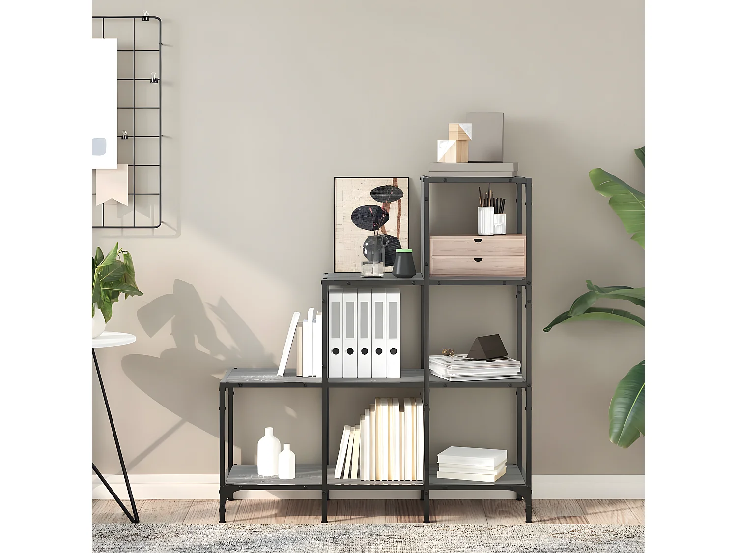 Bibliothèque sonoma gris 92x30x102 cm bois ingénierie et métal