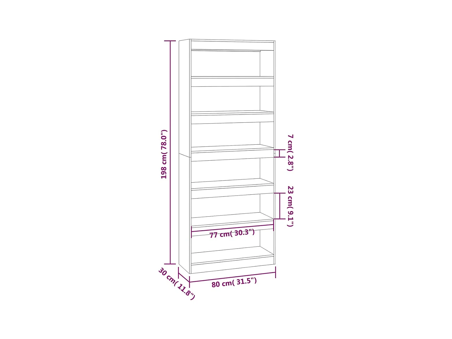 Estante/divisória 80x30x198 cm contraplacado preto