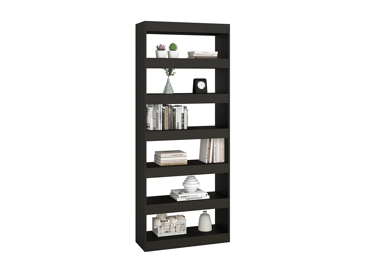 Estantería/divisor madera de ingeniería negro 80x30x198 cm