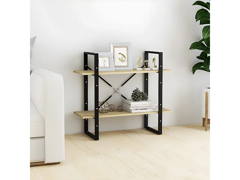 Estante 2 prateleiras 80x30x70 cm contraplacado carvalho sonoma