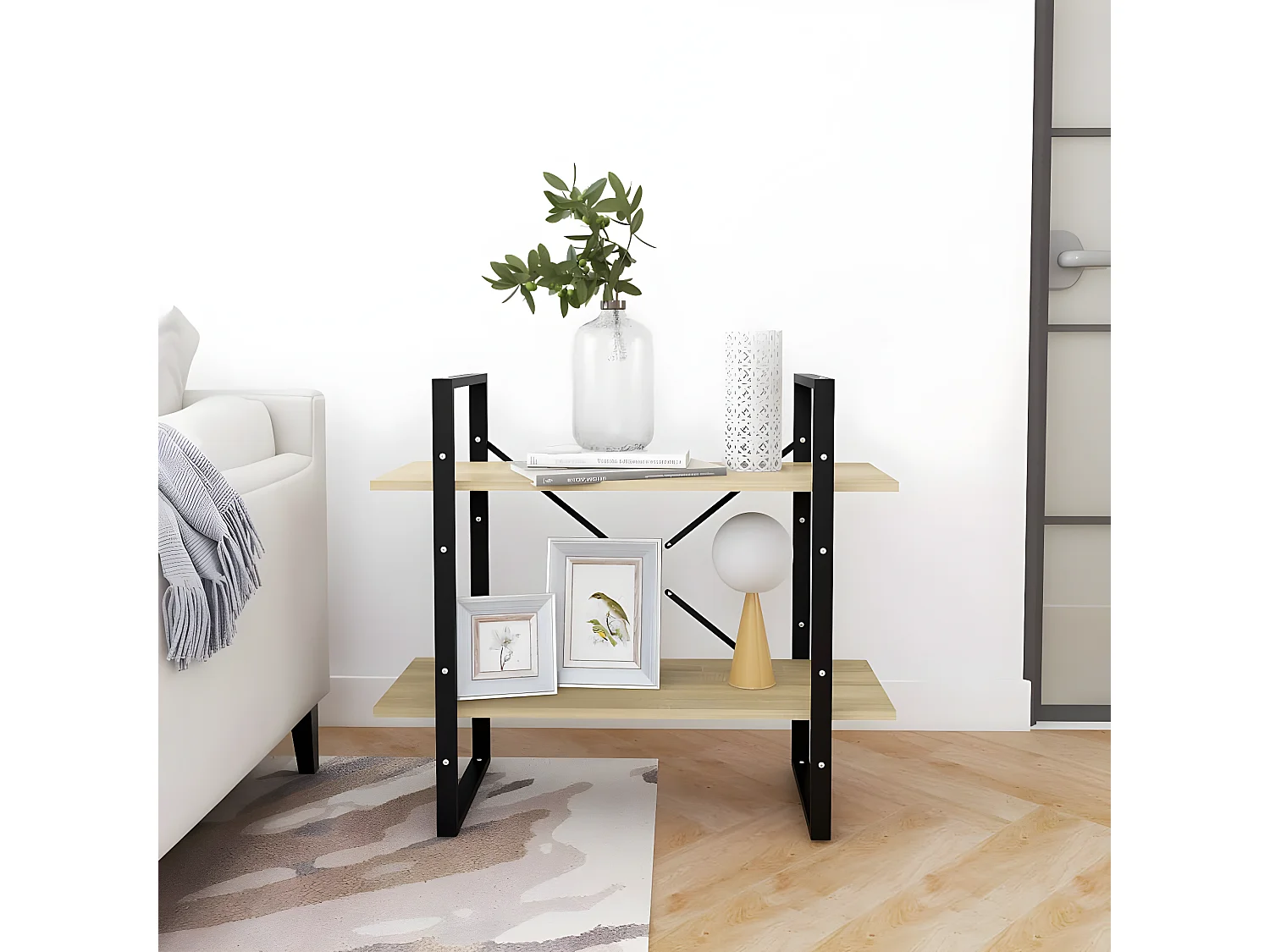 Bibliothèque à 2 niveaux Chêne sonoma 80x30x70 cm Aggloméré