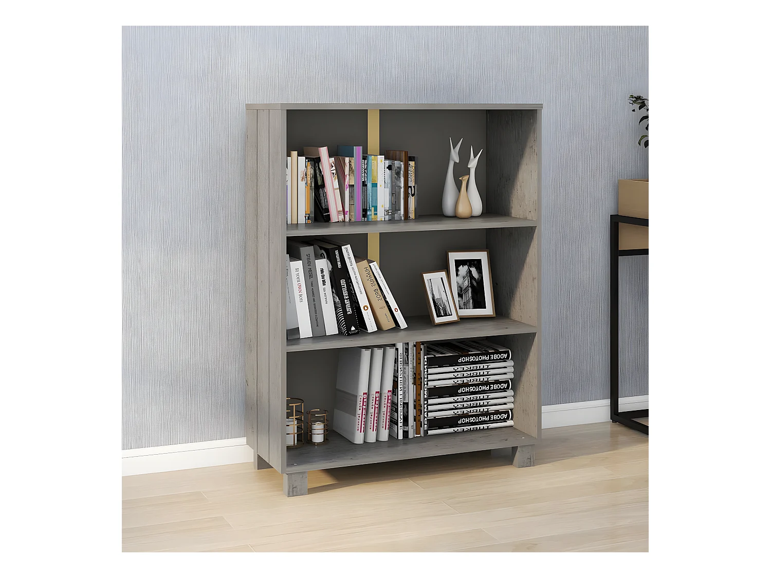 Bibliothèque HAMAR Gris clair 85x35x112 cm Bois de pin massif