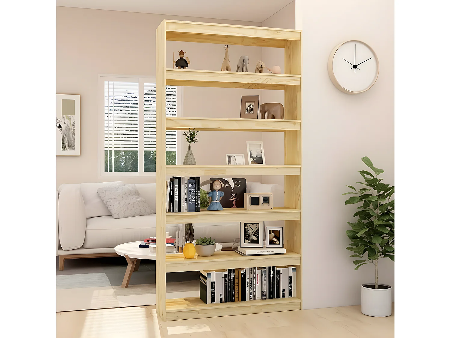 Boekenkastukken/ kamerscherm 100x30x200 cm massief grenenhout