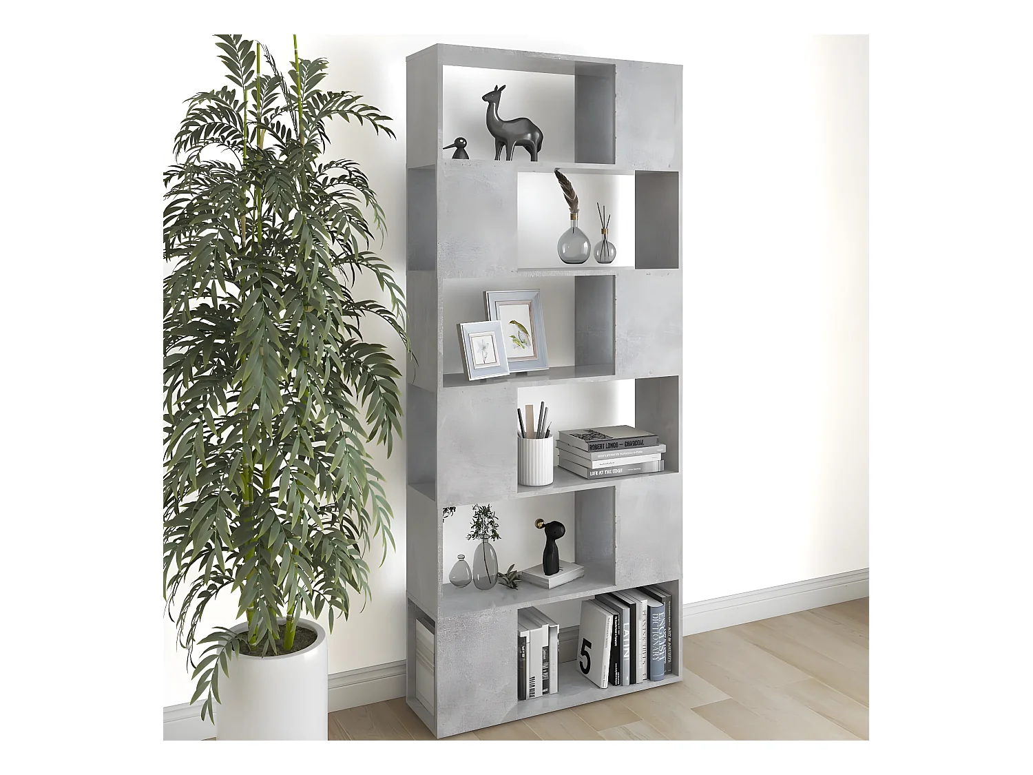 Bibliothèque/Séparateur de pièce Gris béton 80x24x186 cm