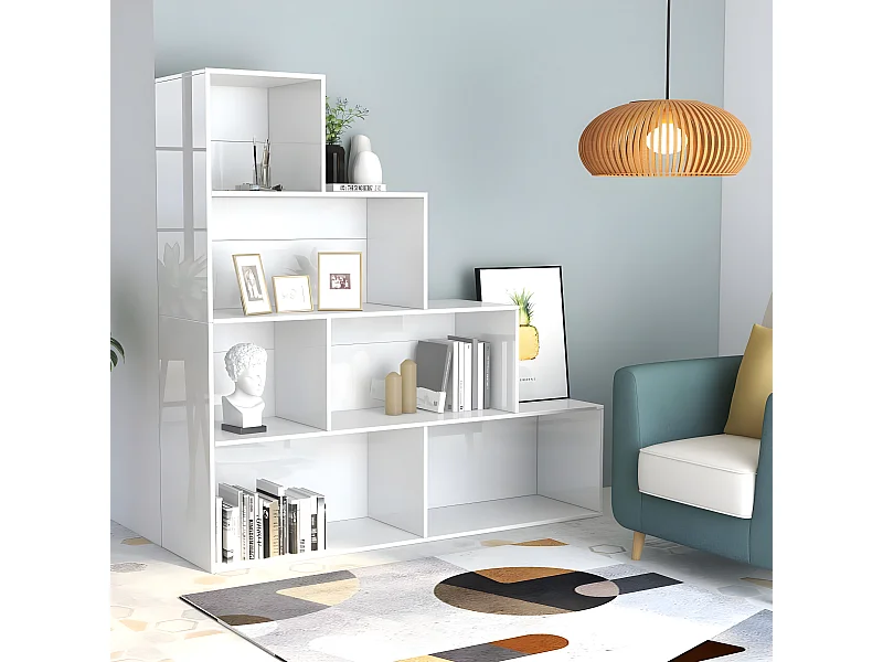 Bibliothèque/Séparateur de pièce Blanc brillant 155x24x160 cm