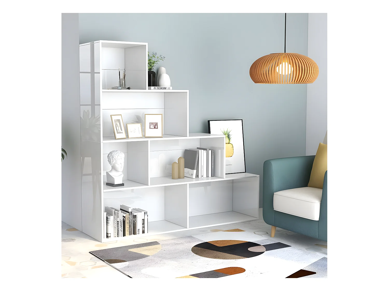 Estantería madera contrachapada blanco brillante 155x24x160cm