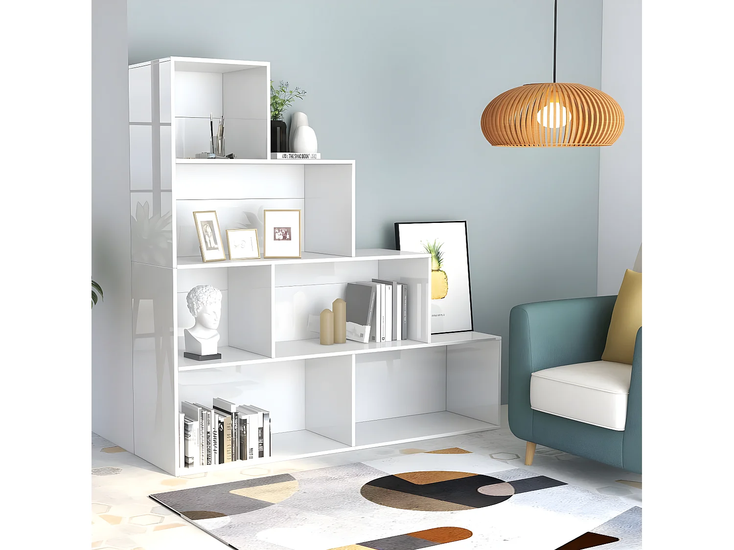 Bibliothèque/Séparateur de pièce Blanc brillant 155x24x160 cm