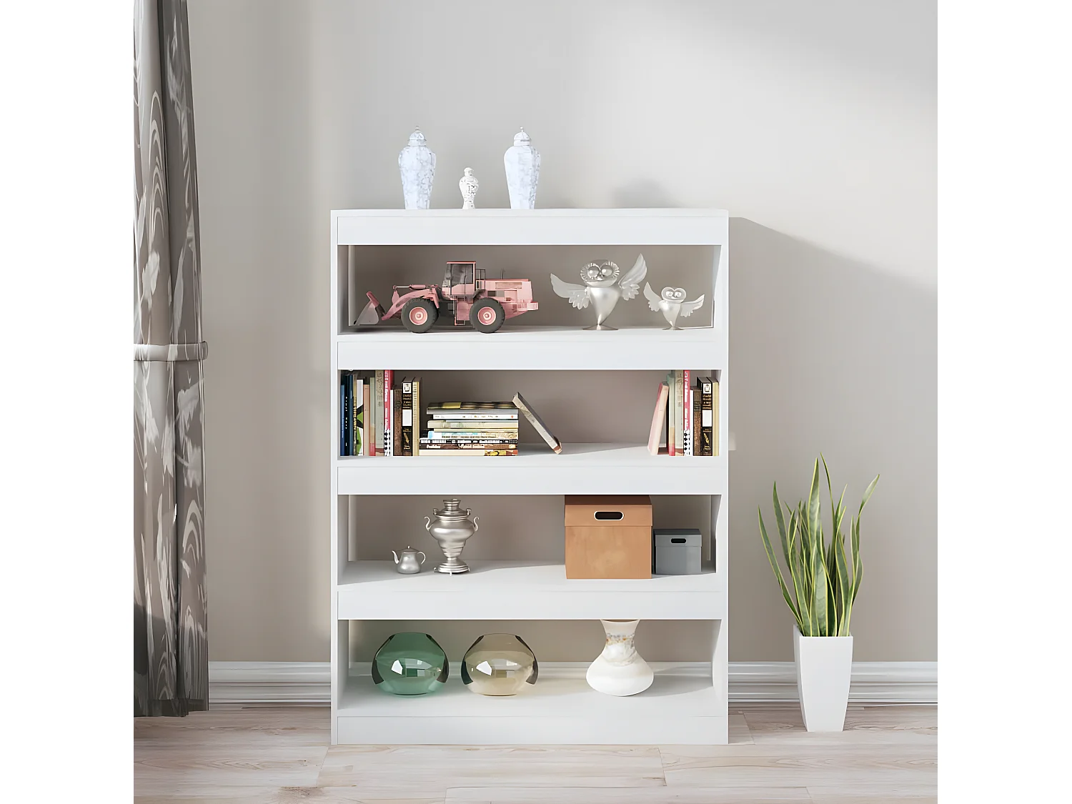 Bibliothèque/Séparateur de pièce Blanc brillant 100x30x135 cm