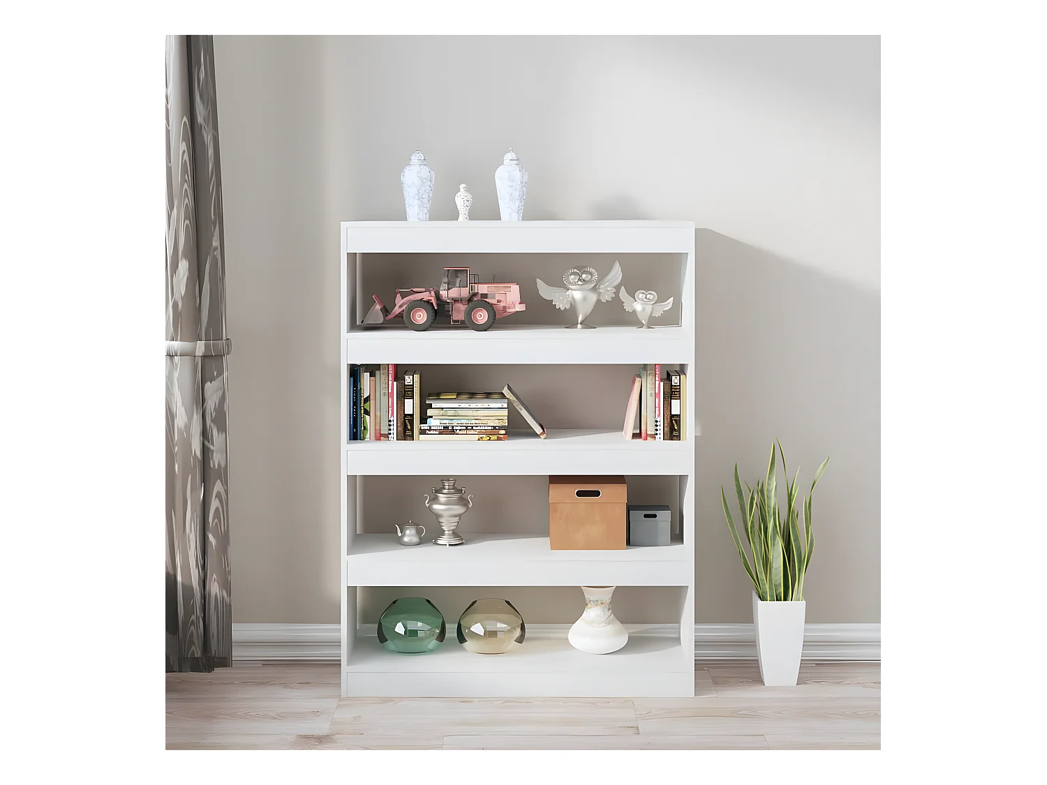 Bibliothèque/Séparateur de pièce Blanc brillant 100x30x135 cm
