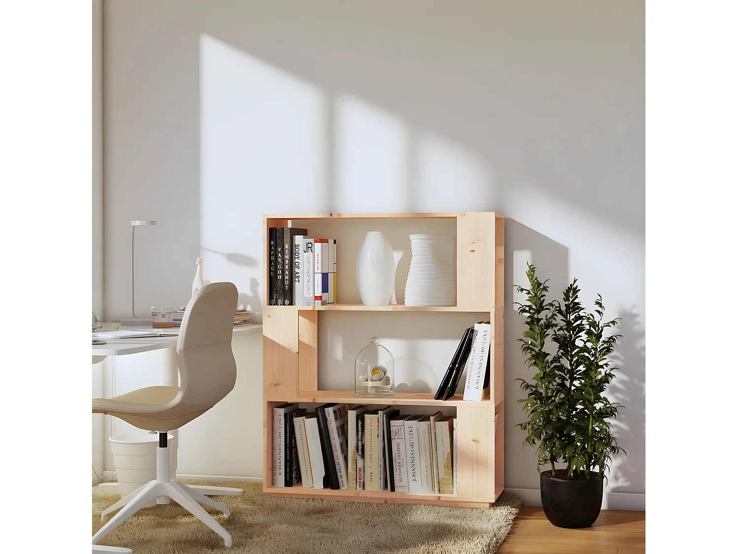 Boekenkast/kamerscherm 80x25x101 cm massief grenenhout