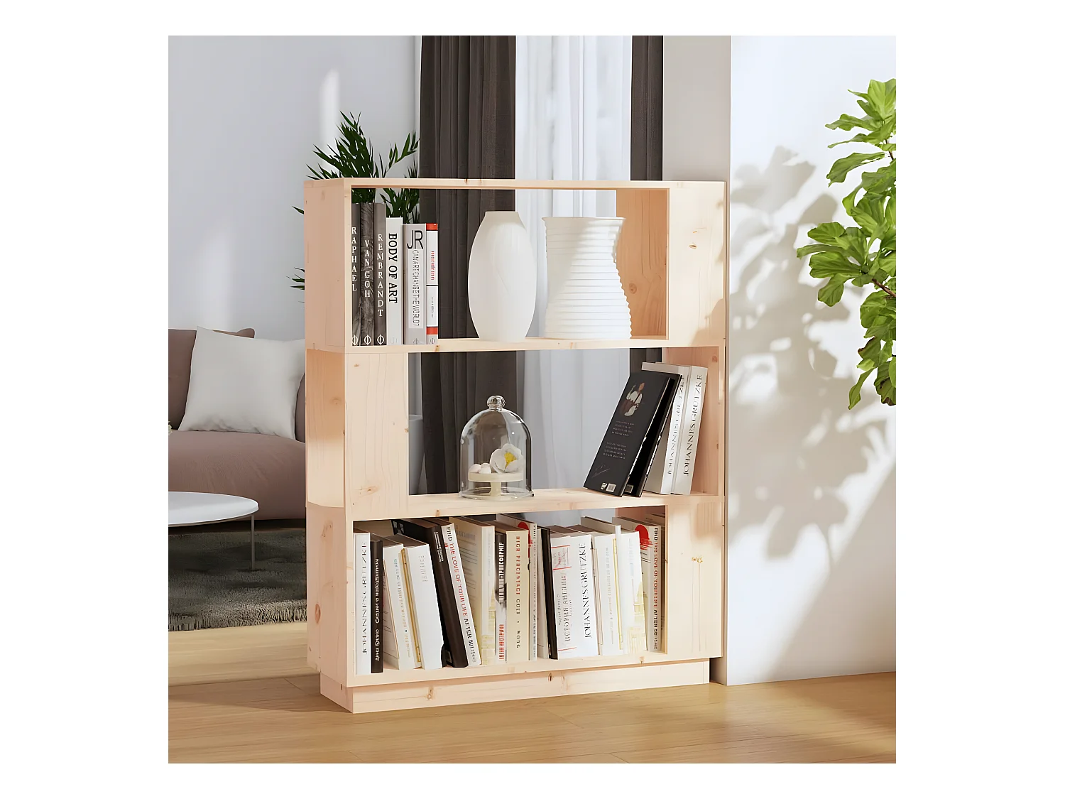 Estantería/divisor de espacios madera maciza pino 80x25x101 cm