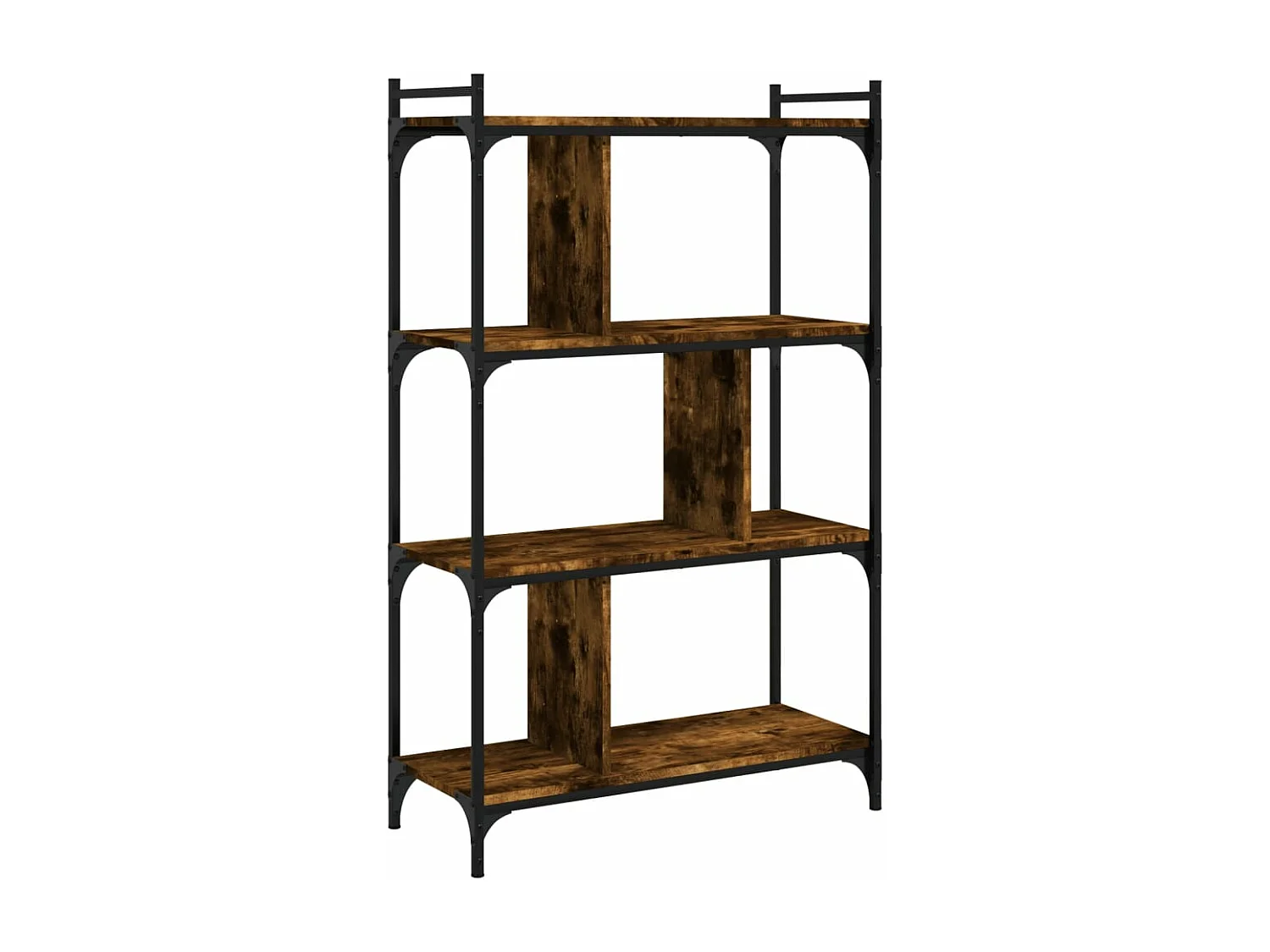 Bibliothèque 4 niveaux chêne fumé 76x32x123cm bois d'ingénierie