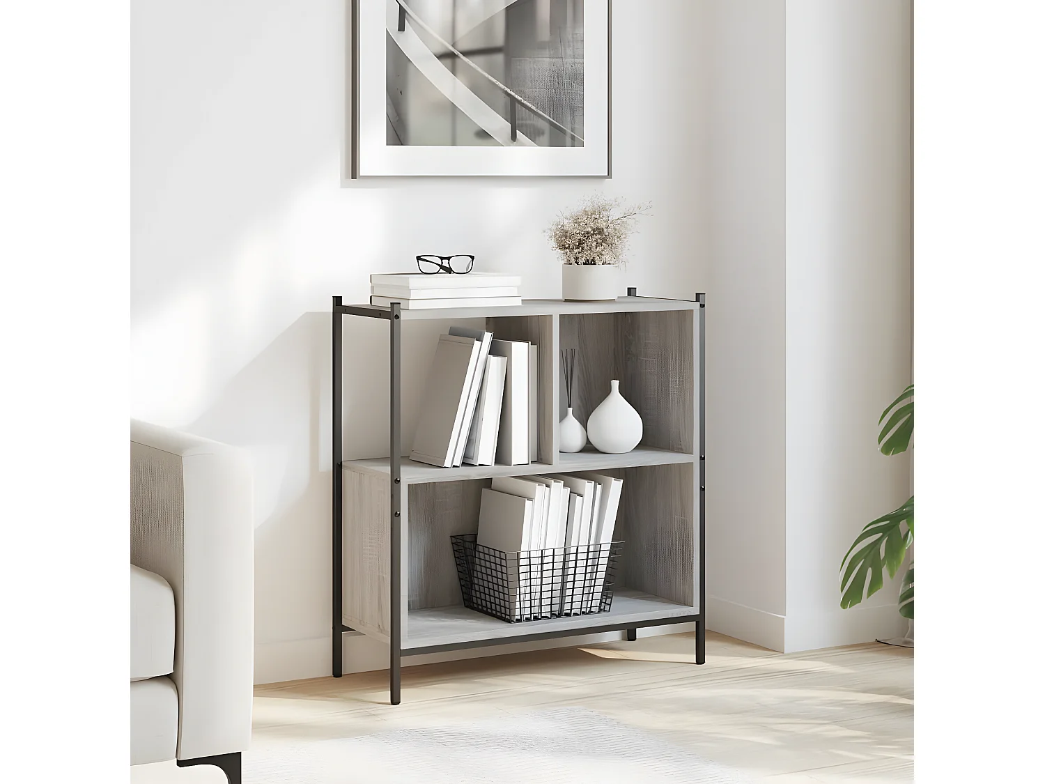 Estantería madera de ingeniería gris Sonoma 72x28x77,5 cm