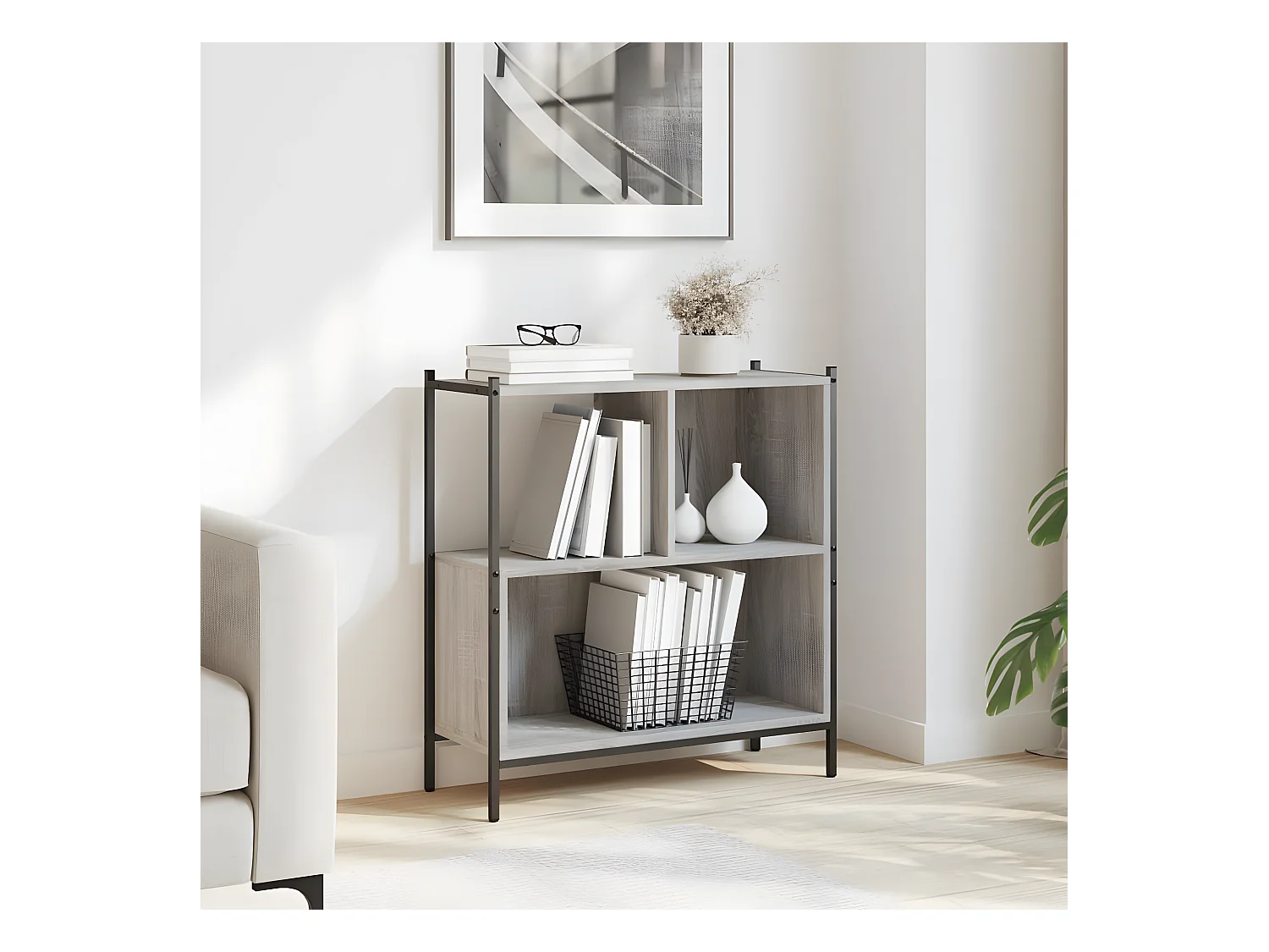 Bibliothèque sonoma gris 72x28x77,5 cm bois d'ingénierie
