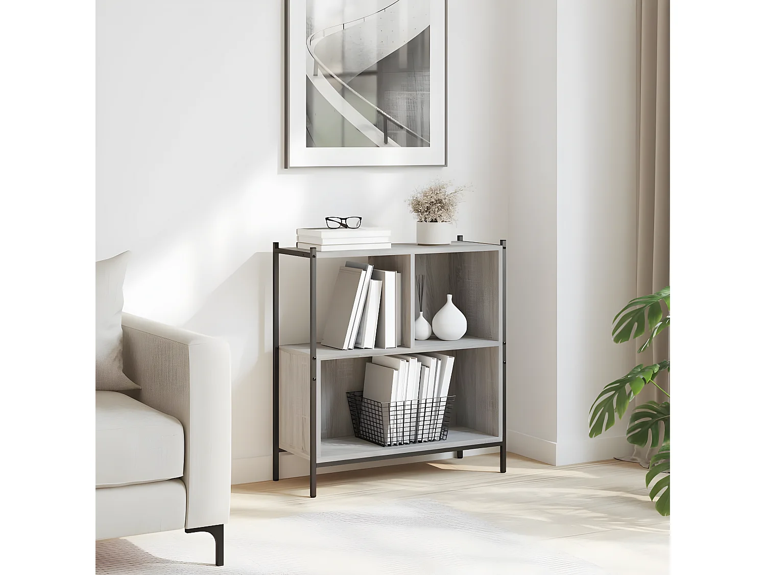 Bibliothèque sonoma gris 72x28x77,5 cm bois d'ingénierie