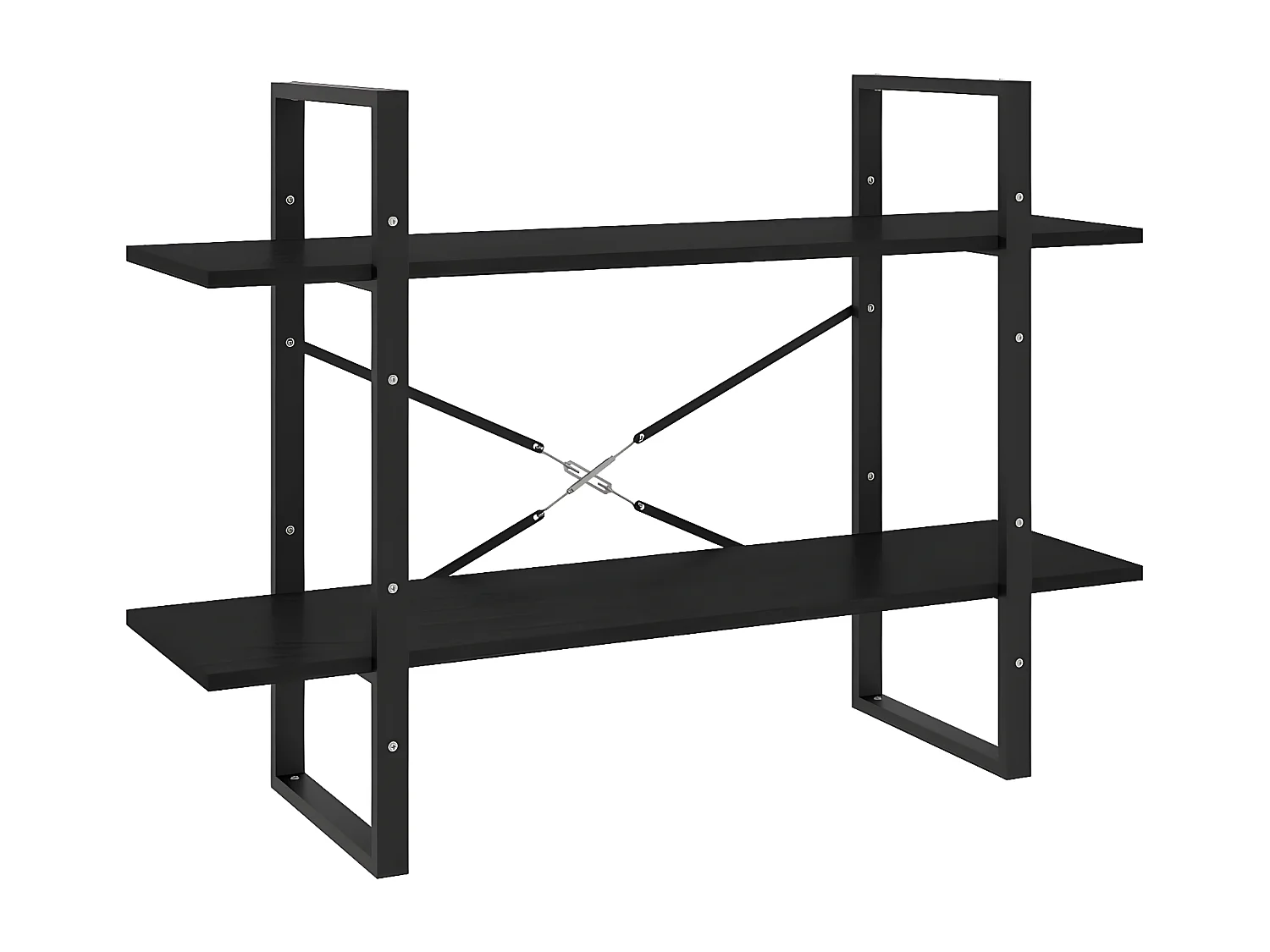 Bibliothèque à 2 niveaux Noir 100x30x70 cm Bois de pin massif