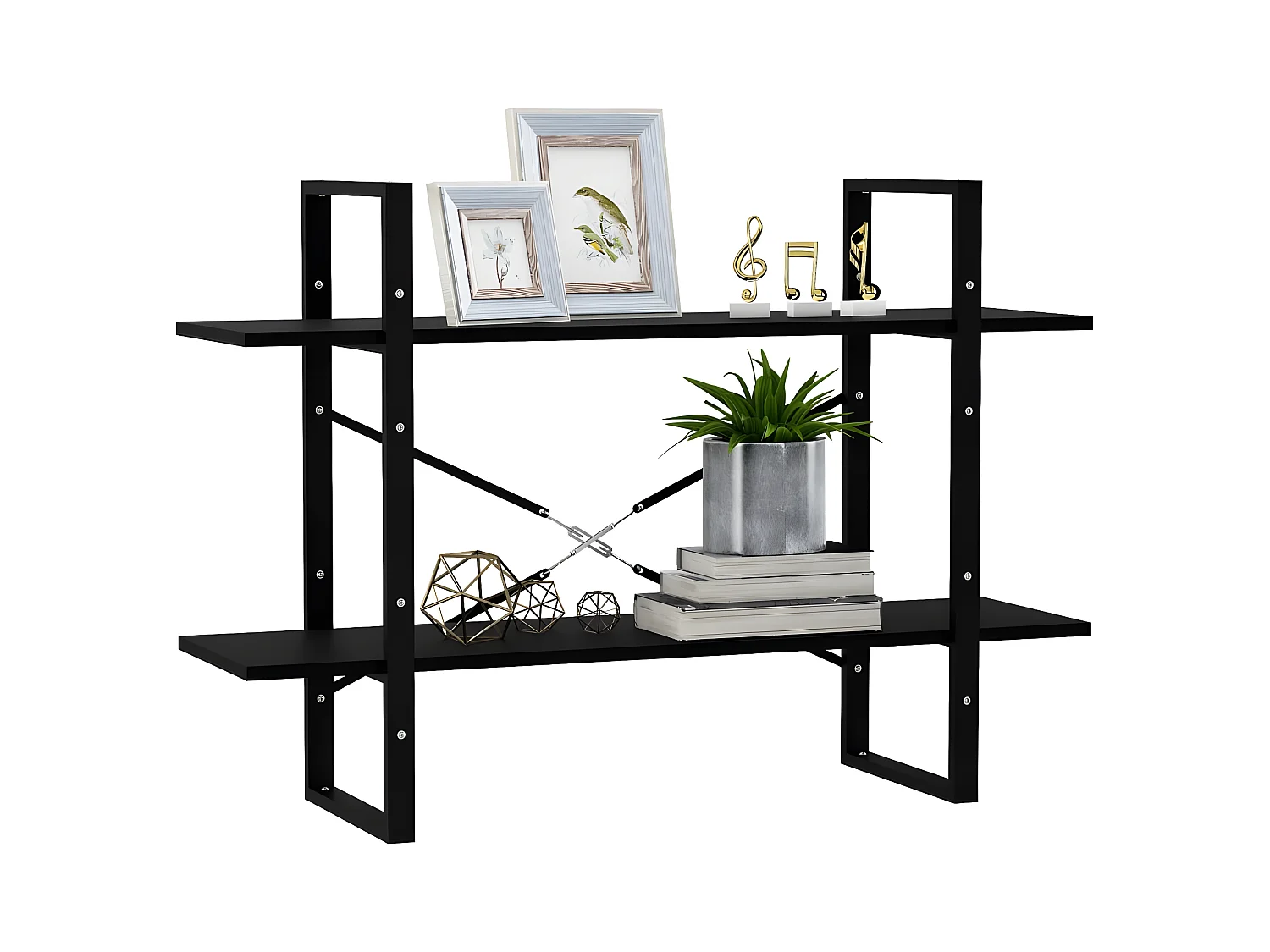 Bibliothèque à 2 niveaux Noir 100x30x70 cm Bois de pin massif