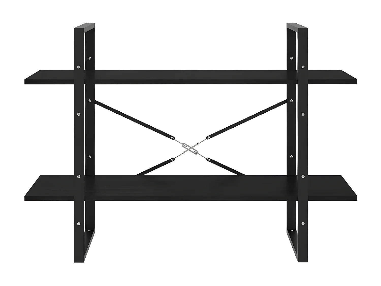 Bibliothèque à 2 niveaux Noir 100x30x70 cm Bois de pin massif