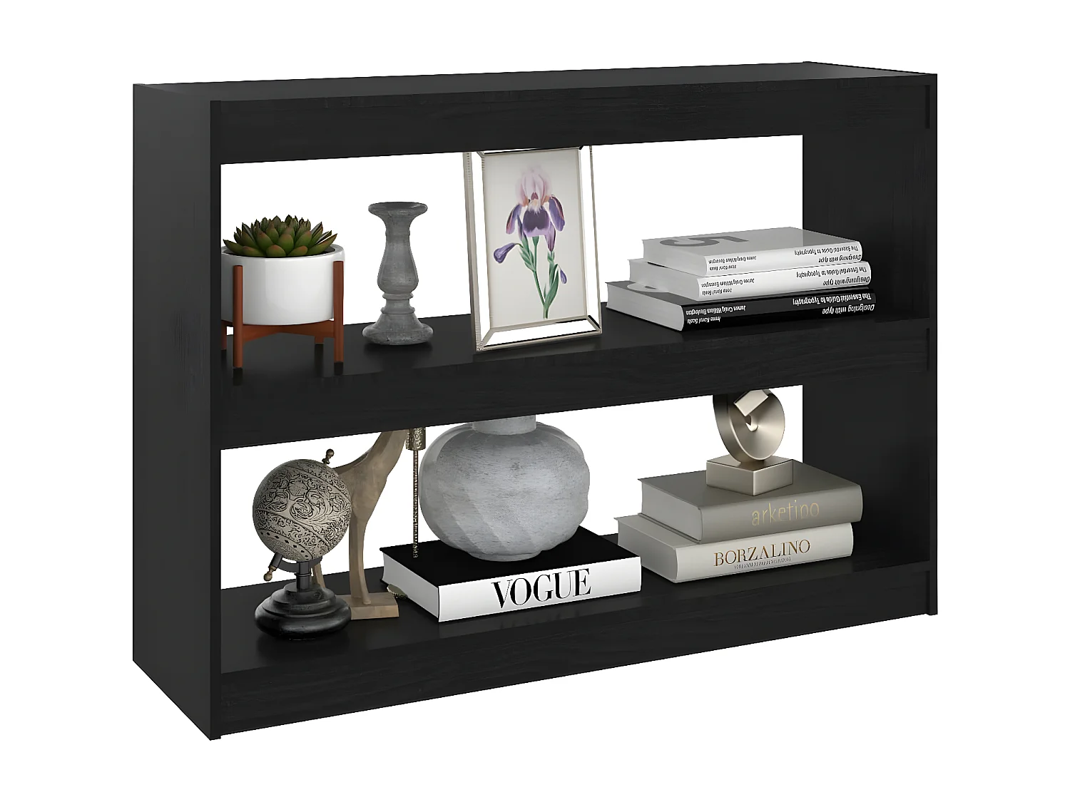 Bibliothèque/Séparateur de pièce Noir 100x30x71,5 cm Pin massif