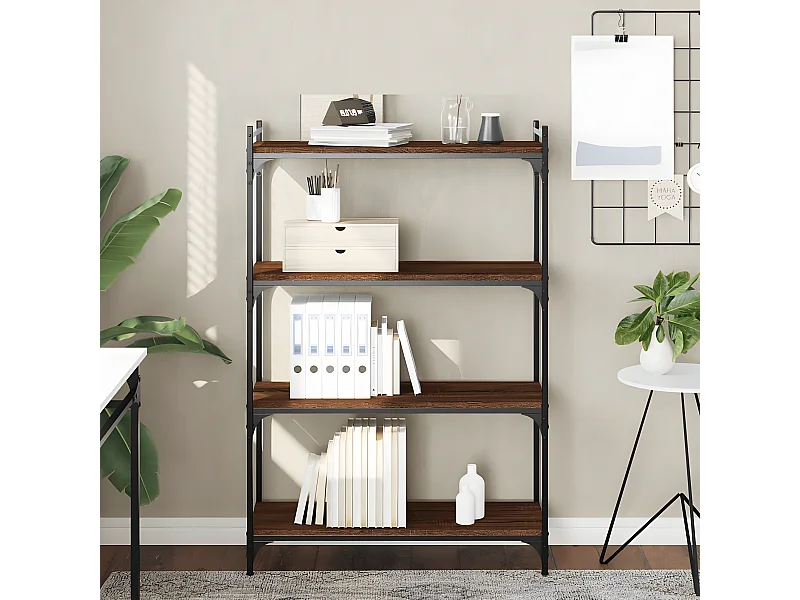 Bibliothèque 4 niveaux chêne marron 80x30x120cm bois ingénierie