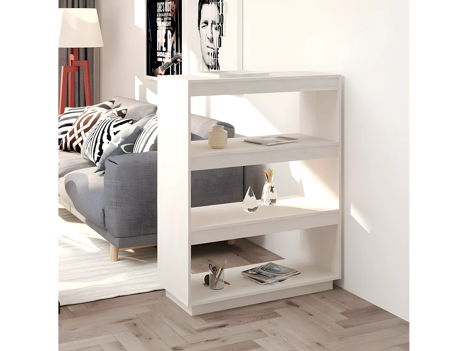Bibliothèque/Séparateur de pièce Blanc 80x35x103 cm Bois de pin
