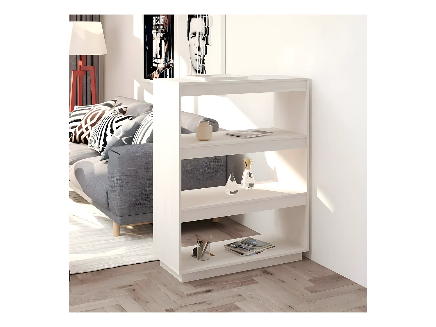 Bibliothèque/Séparateur de pièce Blanc 80x35x103 cm Bois de pin
