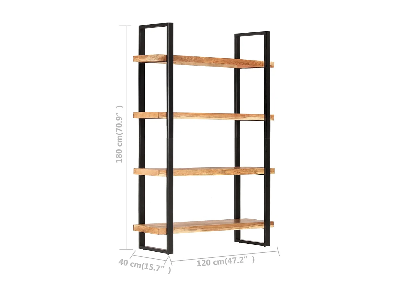 Estantería de 4 niveles madera maciza de acacia 120x40x180 cm