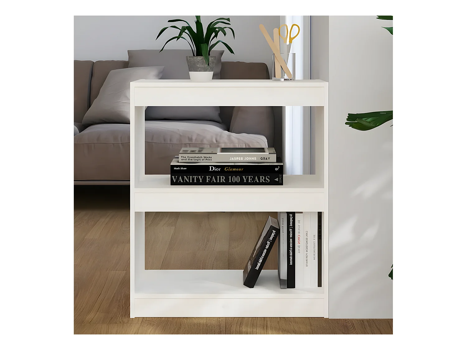 Bibliothèque/Cloison Blanc 60x30x71,5 cm Bois solide de pin