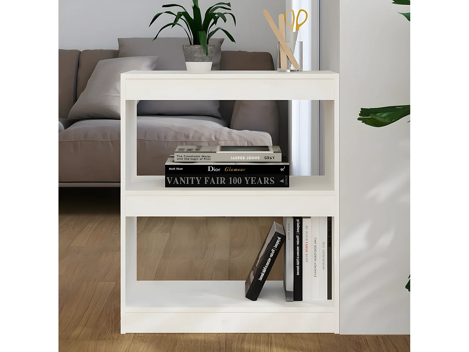 Boekenkast/kamerscherm 60x30x71,5 cm massief grenenhout wit