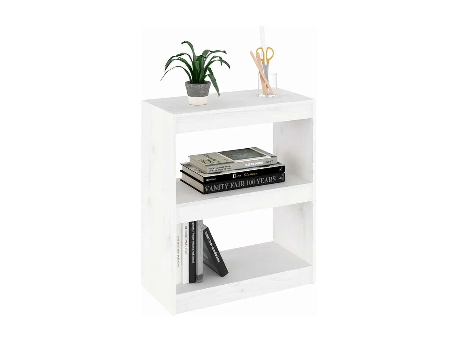 Boekenkast/kamerscherm 60x30x71,5 cm massief grenenhout wit