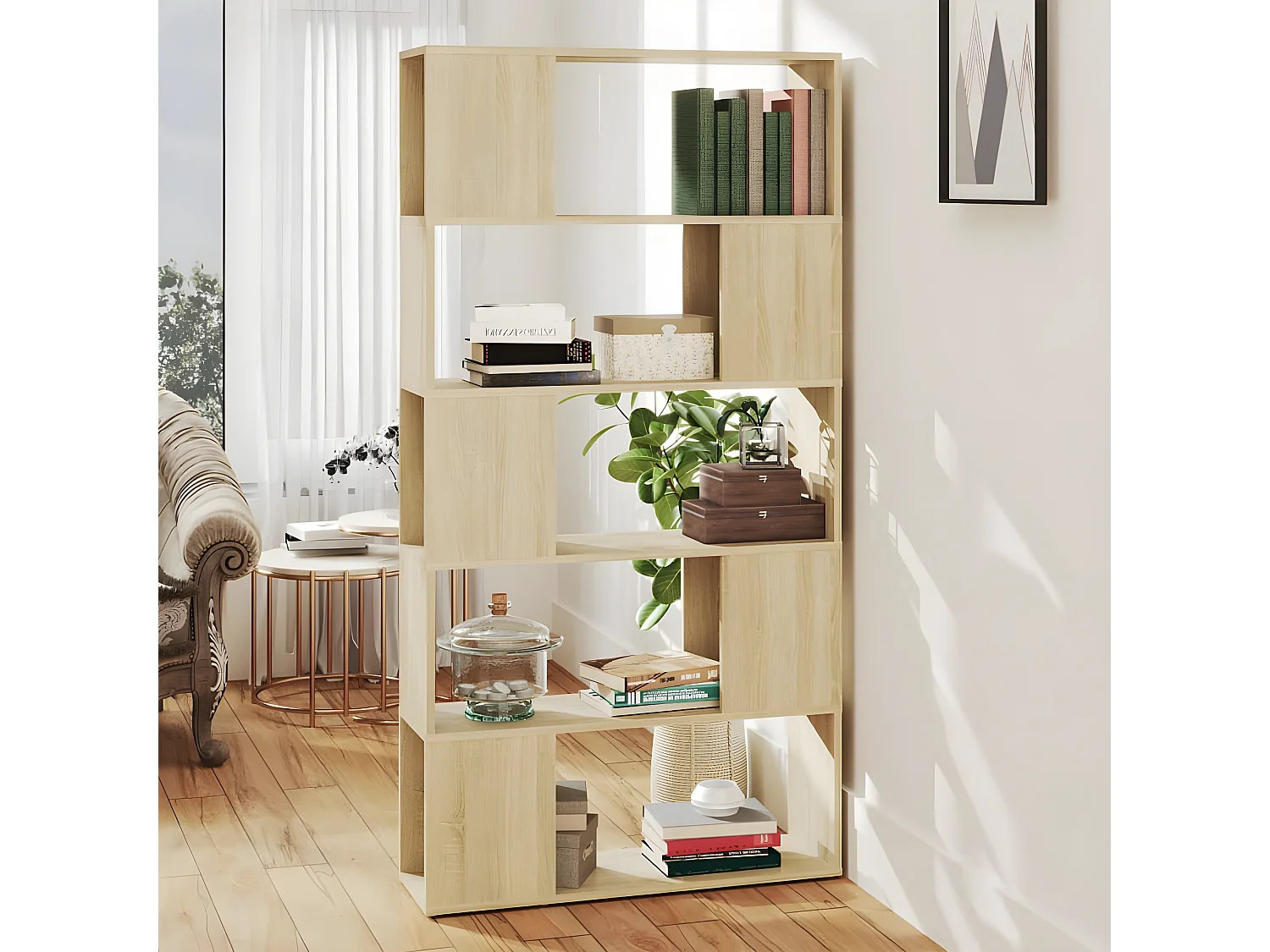 Librería separador contrachapada roble Sonoma 80x24x155 cm