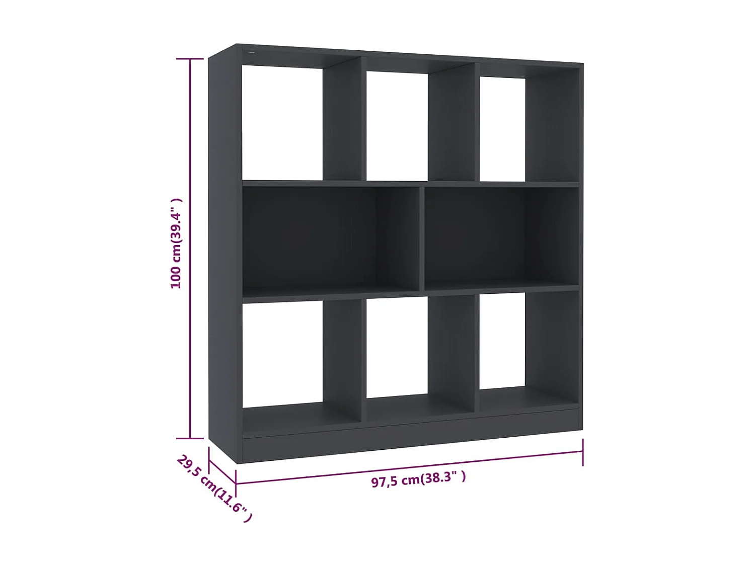 Estante 97,5x29,5x100 cm contraplacado cinzento