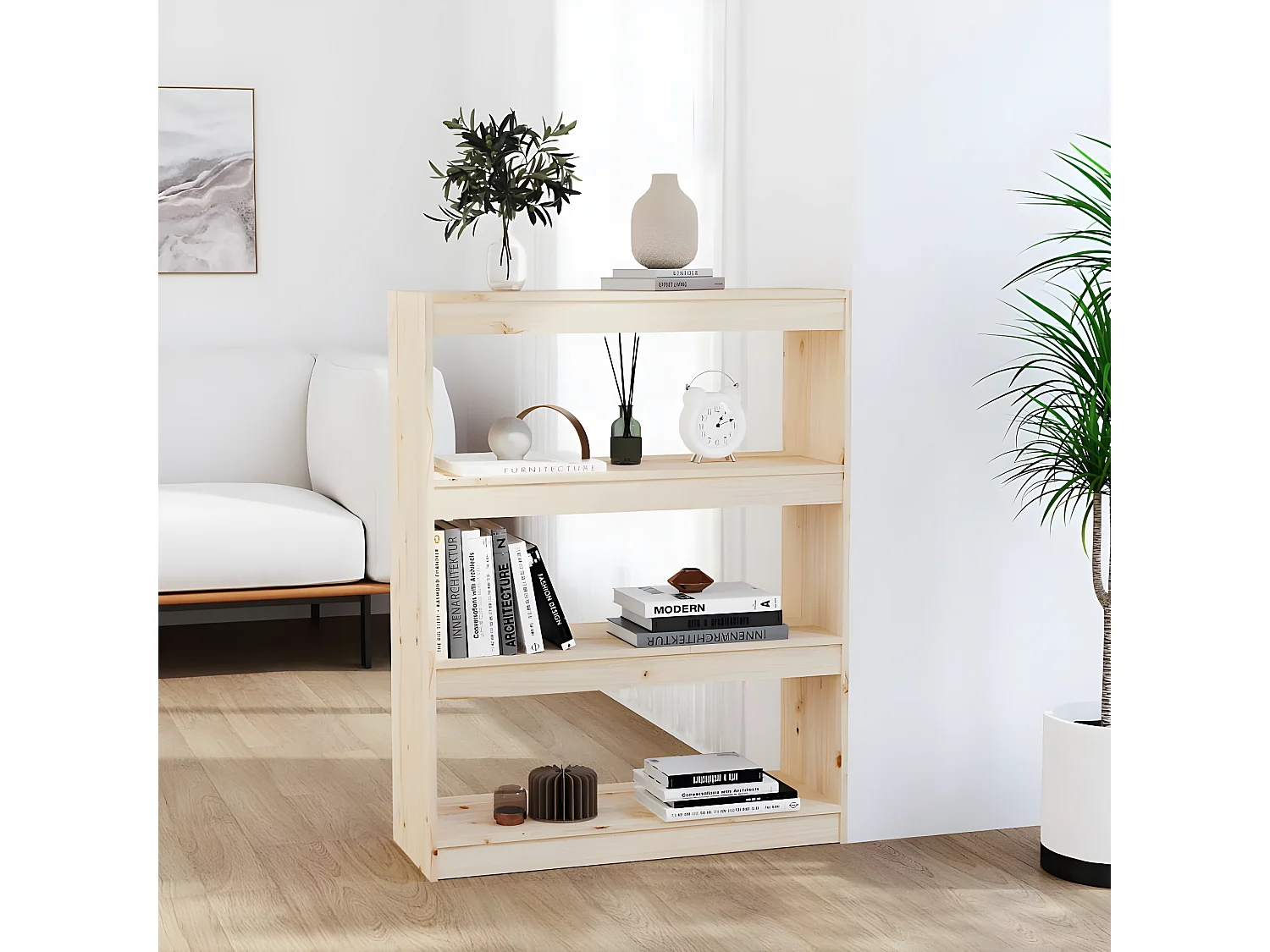 Estantería/divisor de espacios madera de pino 80x30x103,5 cm