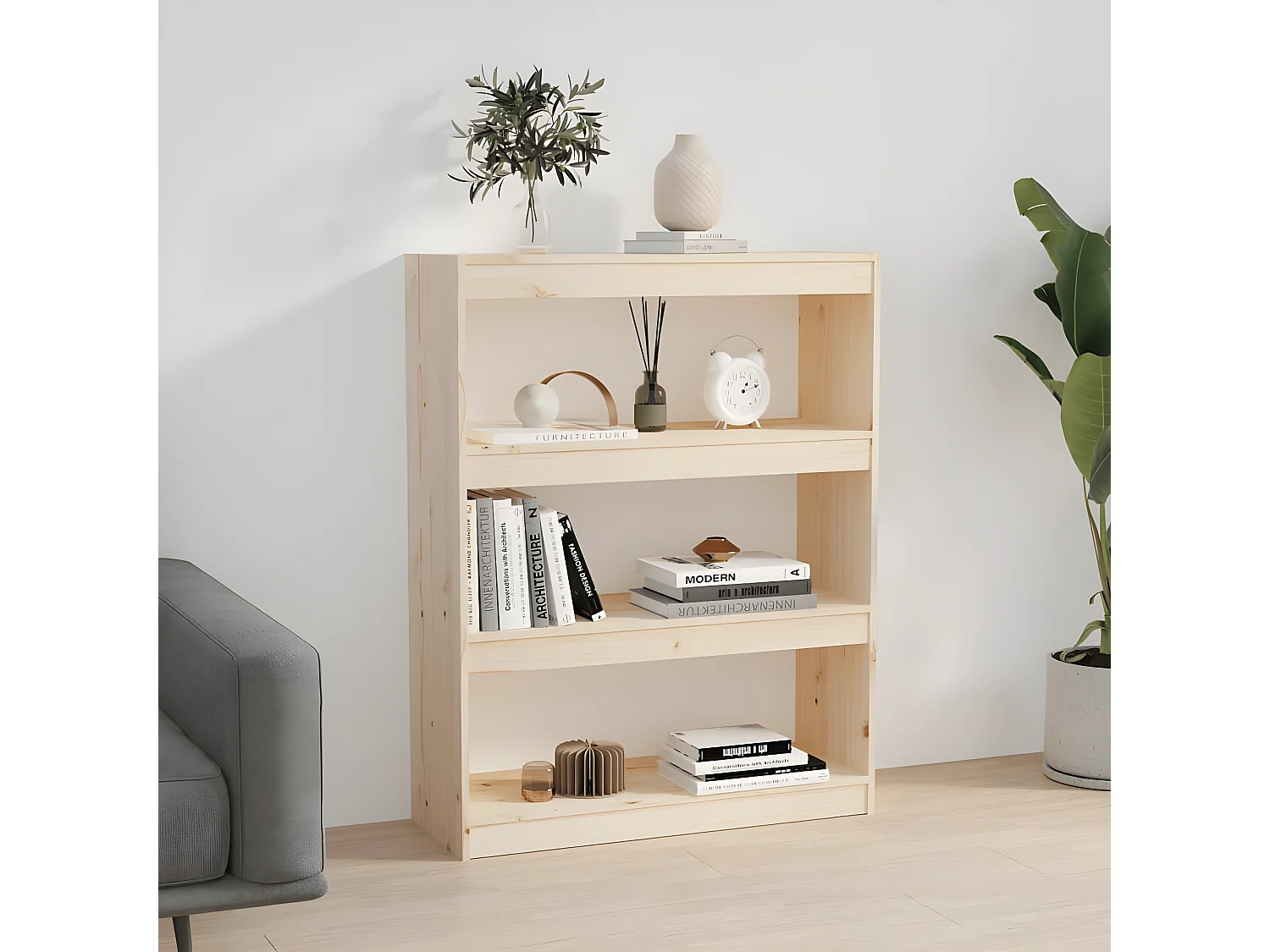 Estantería/divisor de espacios madera de pino 80x30x103,5 cm