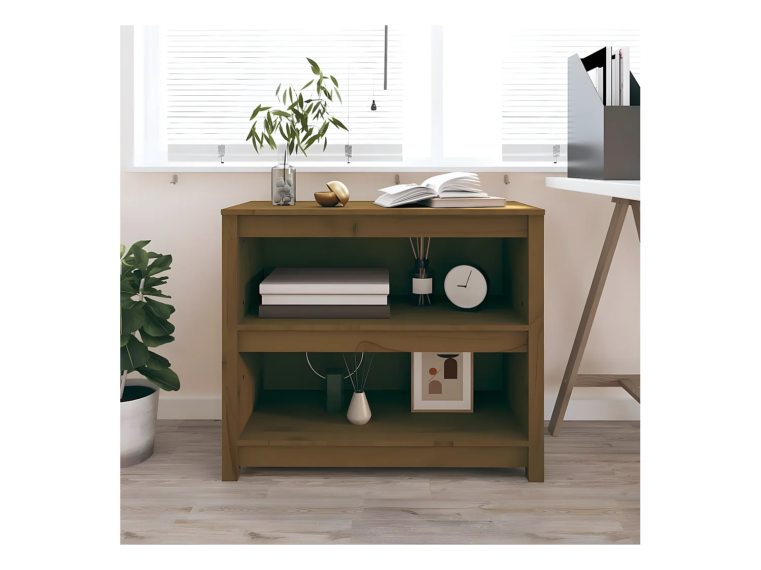 Bibliothèque Marron miel 80x35x68 cm Bois de pin massif