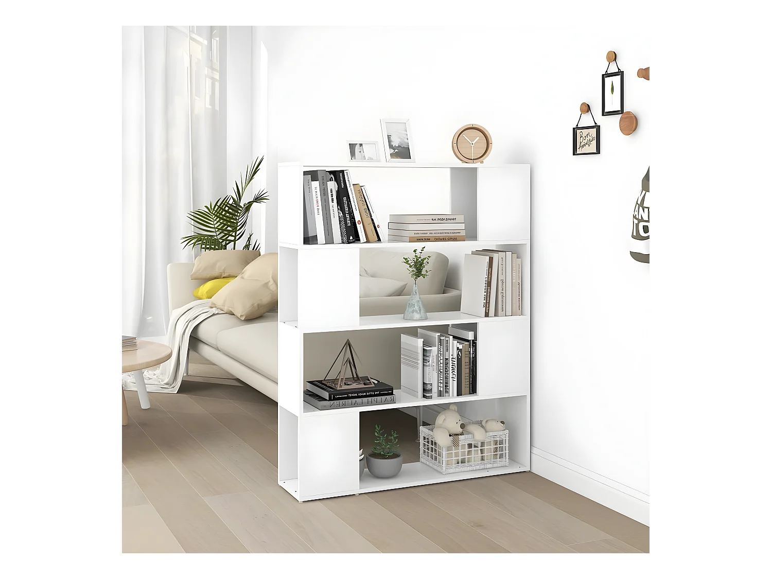Boekenkast/kamerscherm 100x24x124 cm wit