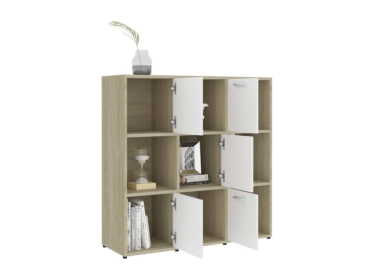Bibliothèque Blanc et chêne sonoma 90x30x90 cm Aggloméré