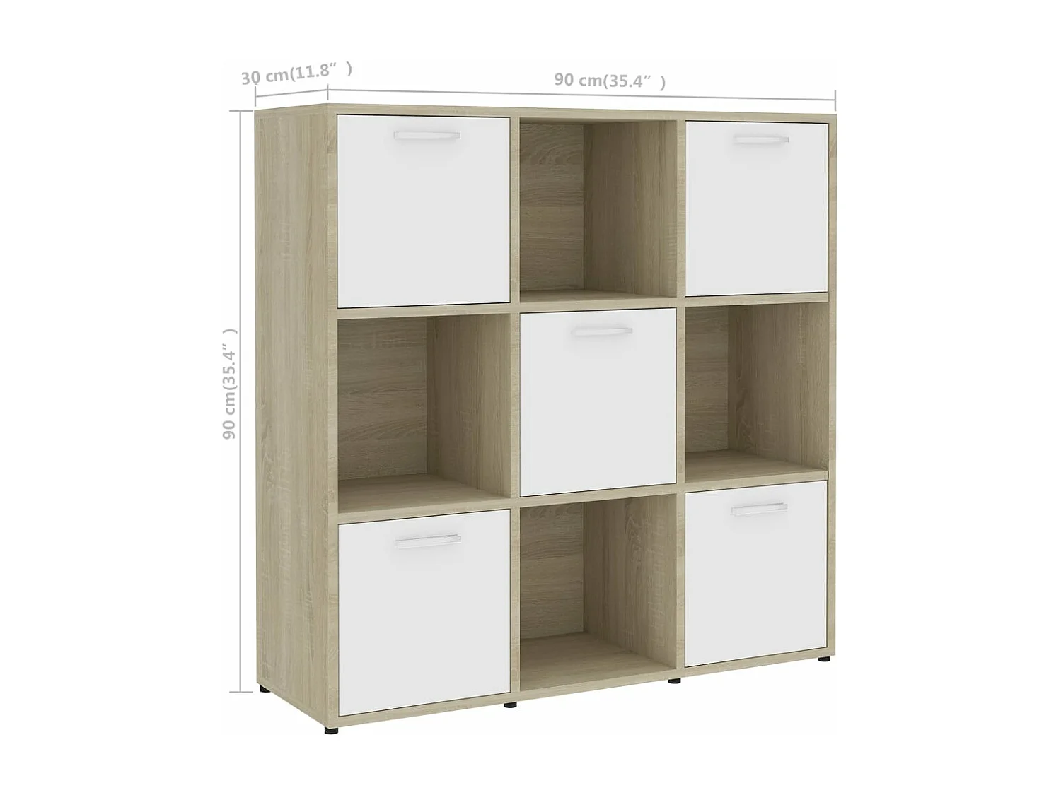Bibliothèque Blanc et chêne sonoma 90x30x90 cm Aggloméré