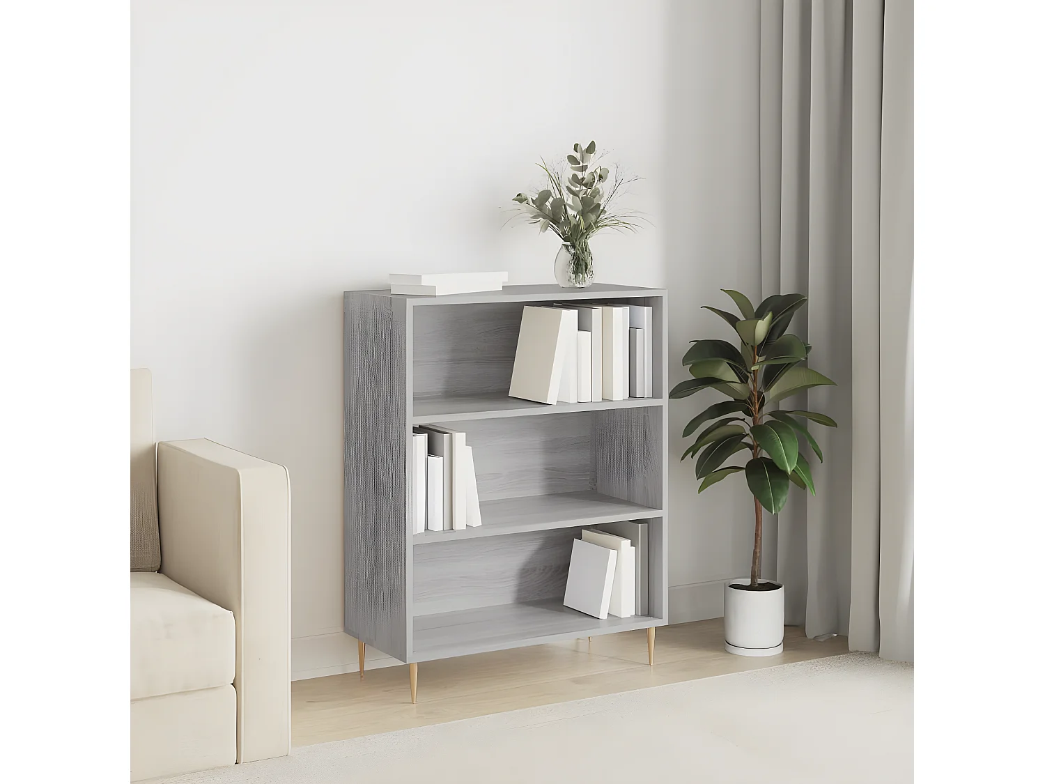 Bibliothèque sonoma gris 69,5x32,5x90 cm bois d'ingénierie