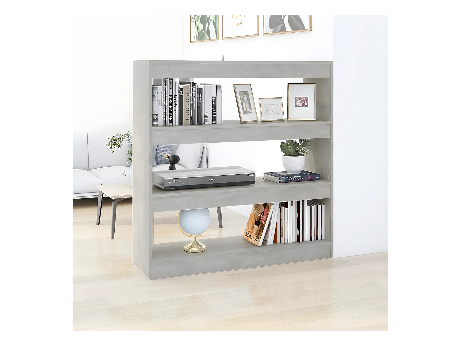 Bibliothèque/Séparateur de pièce Gris béton 100x30x103 cm