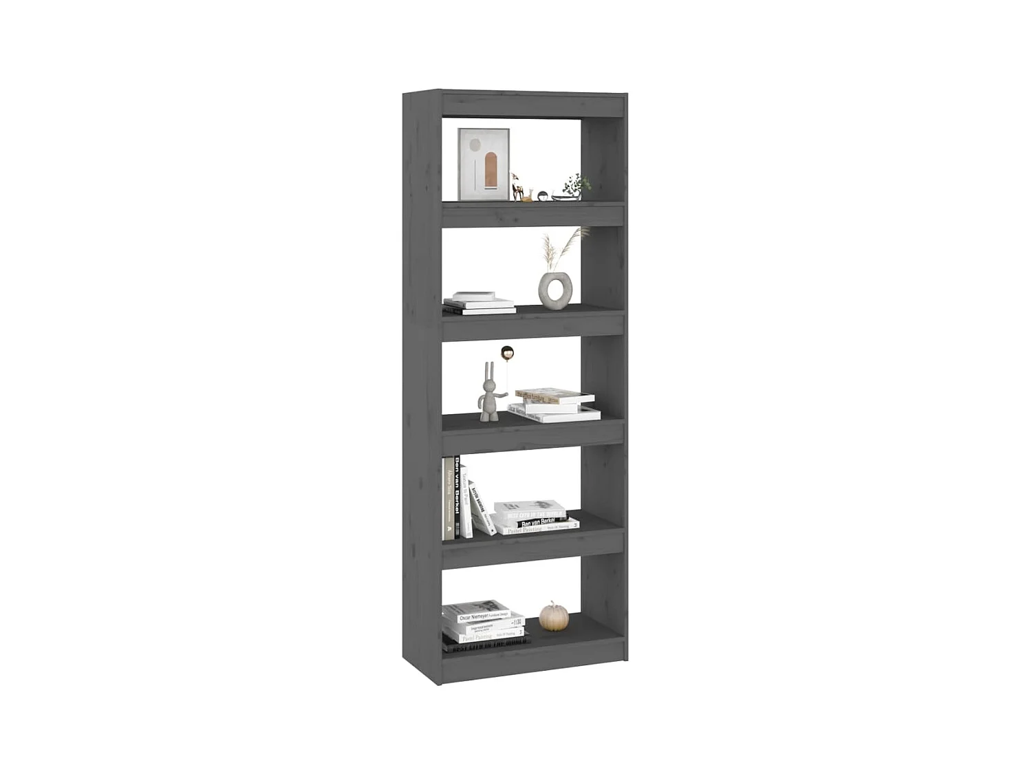 Bibliothèque/Cloison Gris 60x30x167,5 cm Bois massif de pin