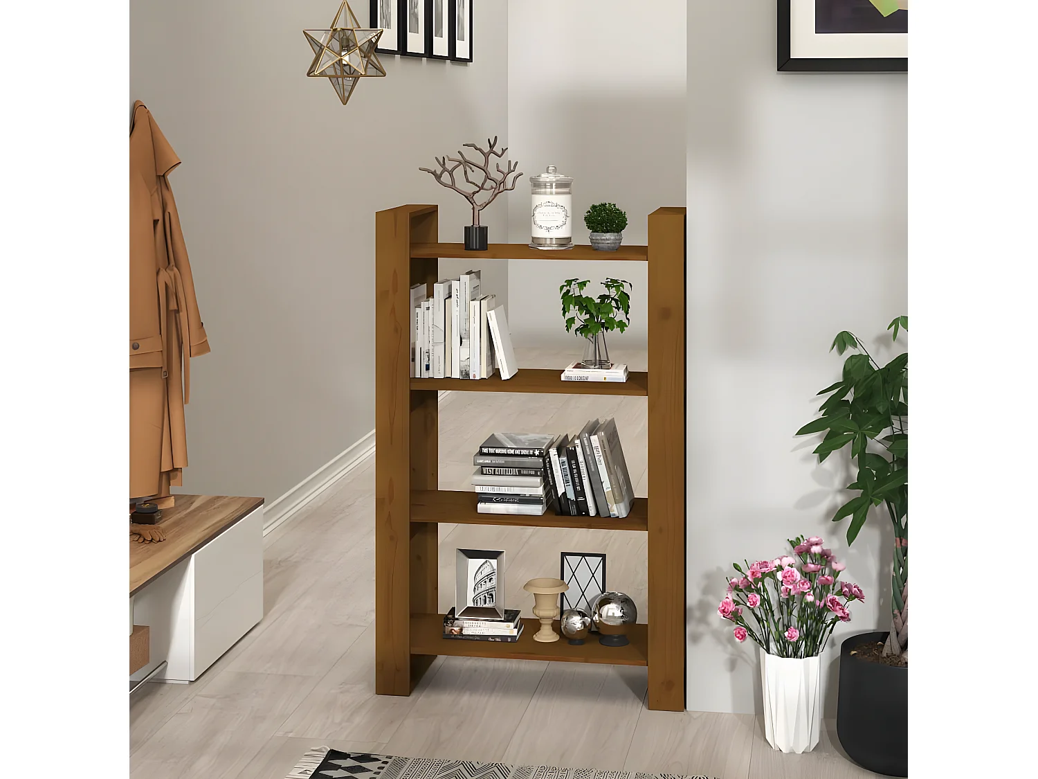 Bibliothèque/Cloison Marron miel 80x35x125 cm Bois massif